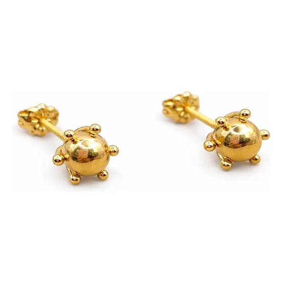 Aros Bolita Pistilo 8mm No5 Oro 18k 2.30gr Regalo Mujer Dorado