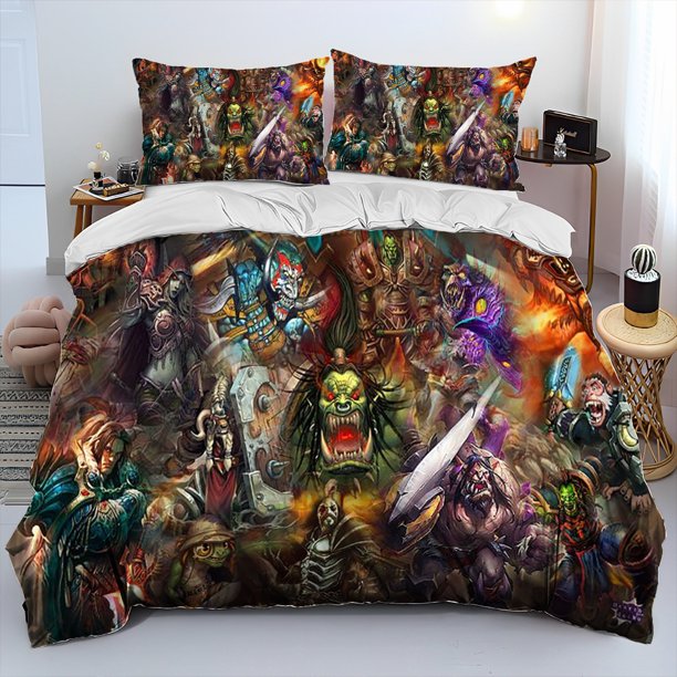 World of Warcraft,WOW ,Game Gamer Comforter Bedding Set,Duvet Cover Bed Set Quilt Cover Pillowcase,king Queen Size Bedding Set Bed Sheets