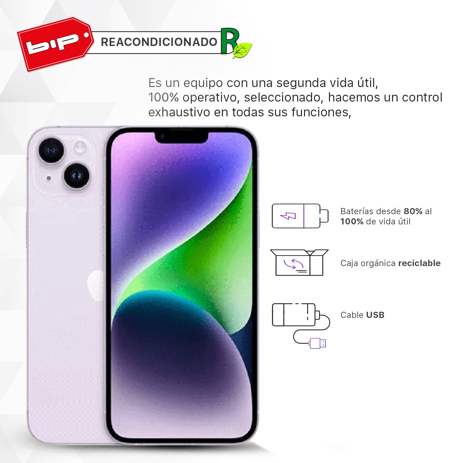 Apple - Iphone 14 Plus 128gb - Purple- Reacondicionando Grado A