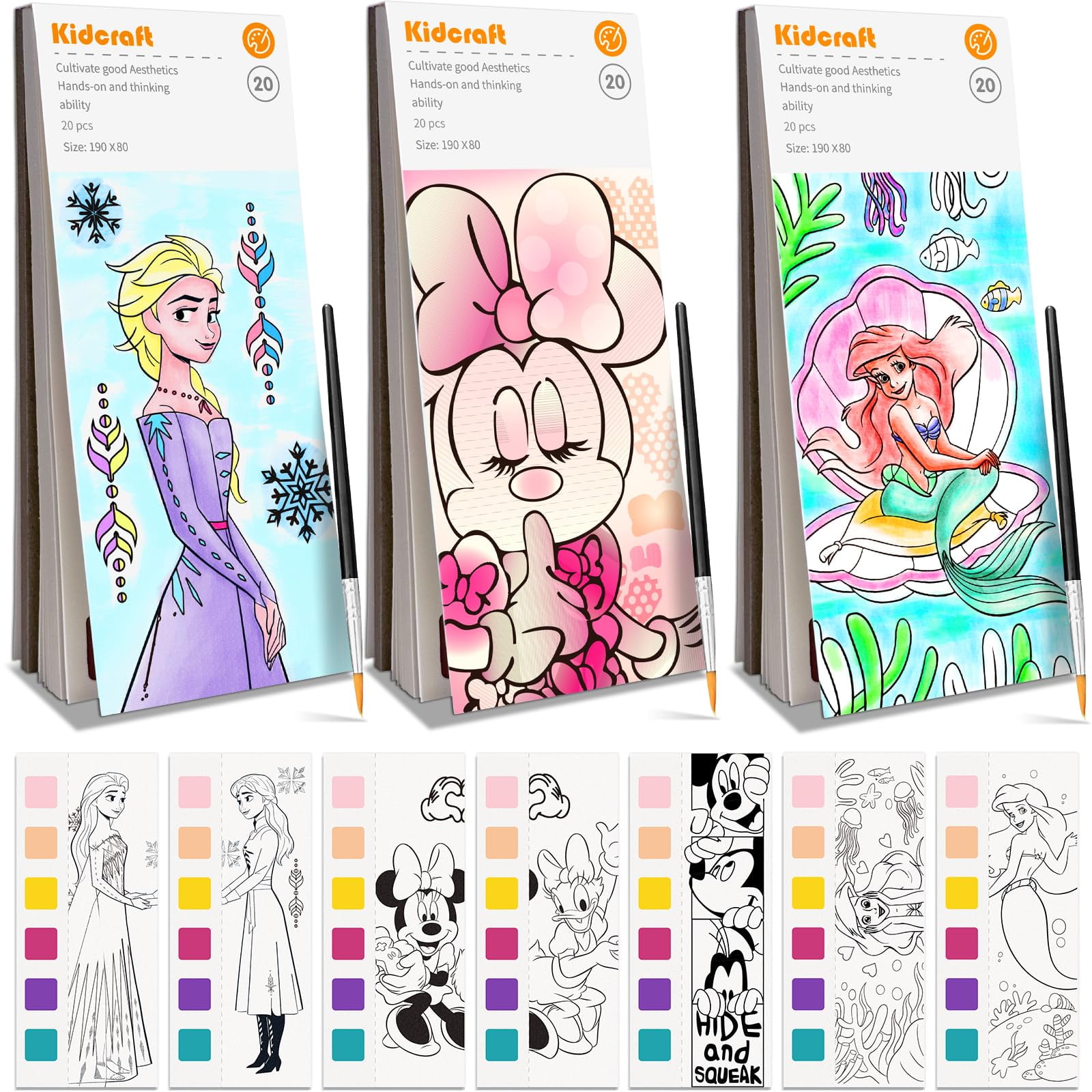 Kidkraft - Libros Para Colorear Con Agua Kidcraft, Paquete De 3 Con Juego De Pinturas