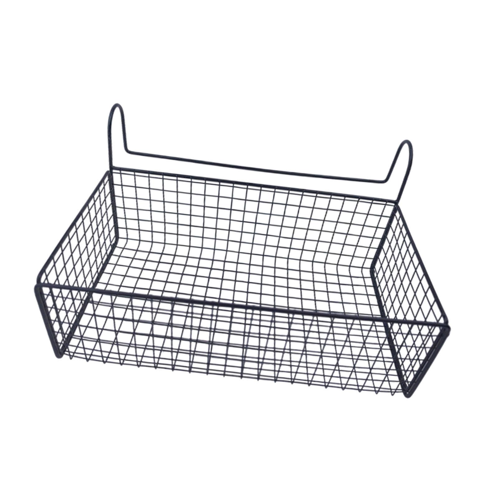 Bothyi - Cesta De Almacenamiento Colgante Para Mesita De Noche, Resistente Al Óxido, Para Dormitorio Y Hogar, Color Negro, Sin Ganchos.