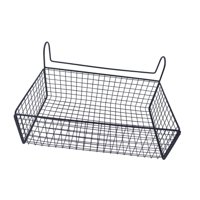 Bothyi - Cesta De Almacenamiento Colgante Para Mesita De Noche, Resistente Al Óxido, Para Dormitorio Y Hogar, Color Negro, Sin Ganchos.