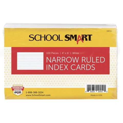 Index Card School Smart Ruled De 4 X 6 Pulgadas Y 90 Libras, Color Blanco, Paquete De 100
