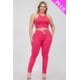 thumbnail image 1 of Conjunto De Top Corto Elástico De Tirantes Lisos Y Pantalón Fruncido Largo Color Fucsia (talla Grande Para Mujer), 1 of 4