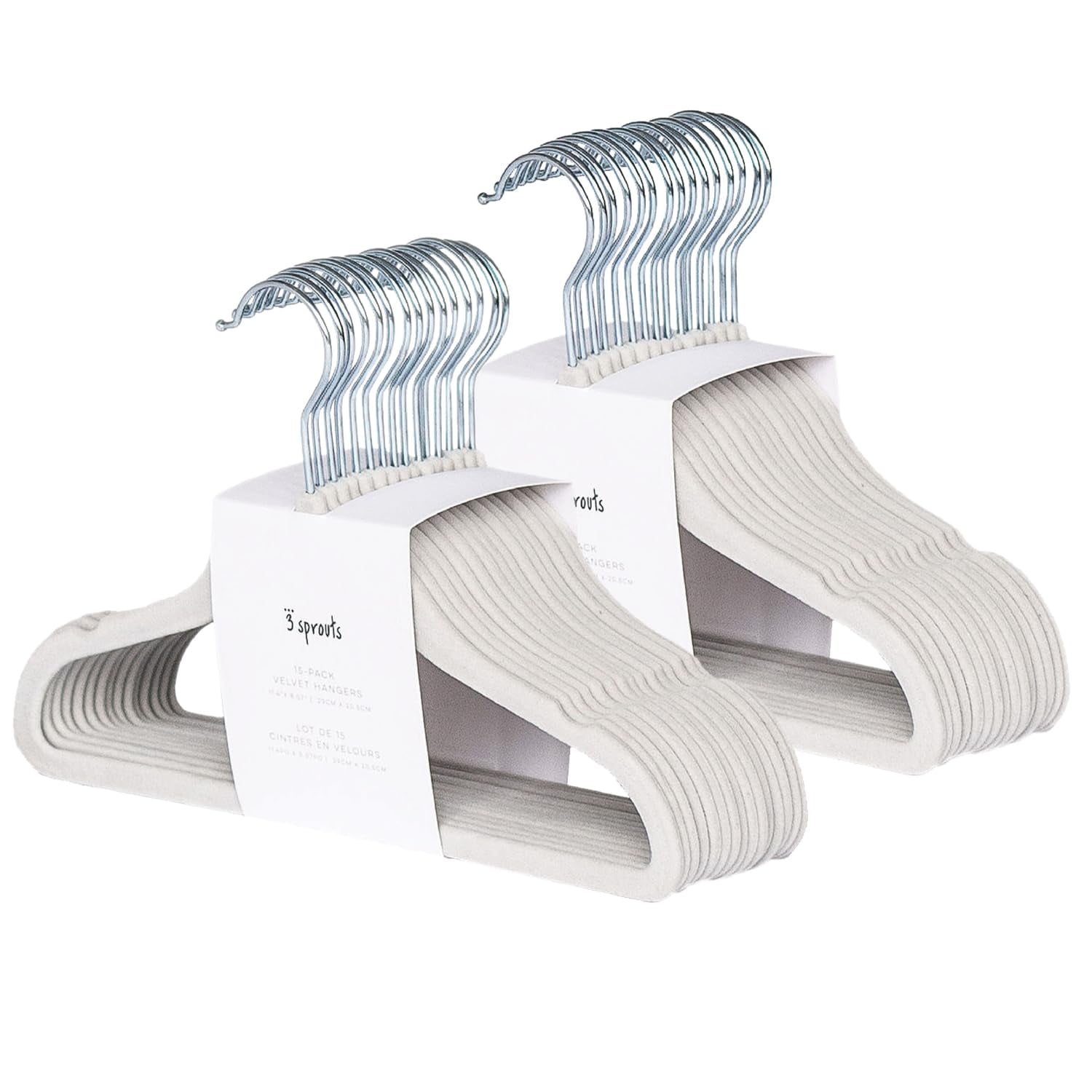 3 Sprouts - Baby Hangers Terciopelo Antideslizante 30 Unidades Color Gris