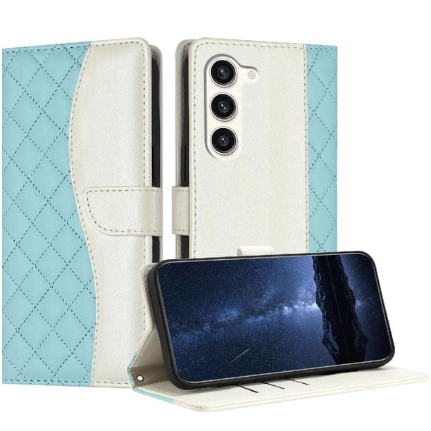 Funda Tipo Cartera Acolchada para Samsung Galaxy S23 con Bloqueo RFID Ranuras y Correa Verde