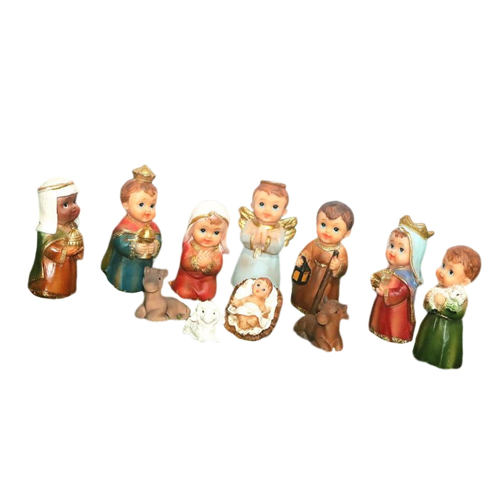 Magideal - 11 Piezas Figuras De Belén Con Detalle Pintado A Mano Estatua De Resina Incluye Niño Jesús María José Tres Reyes Magos Ángel Apto Para Decoración Navideña En Mesa Para Niños Y Adultos