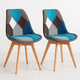 thumbnail image 1 of Pack de 2 Sillas Tulip Patchowork Acolchada Tela Wood - Celeste, 1 of 7