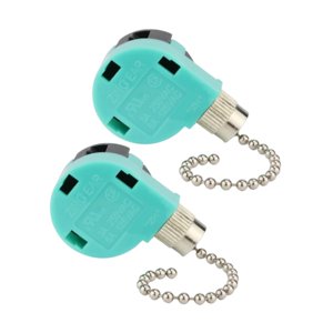 Ioensy - 2 Interruptores De Tirador De Luz De Ventilador De 2 Cables Con Cadena De Cuentas, Control De Interruptor De Cadena De Tirador De Plata