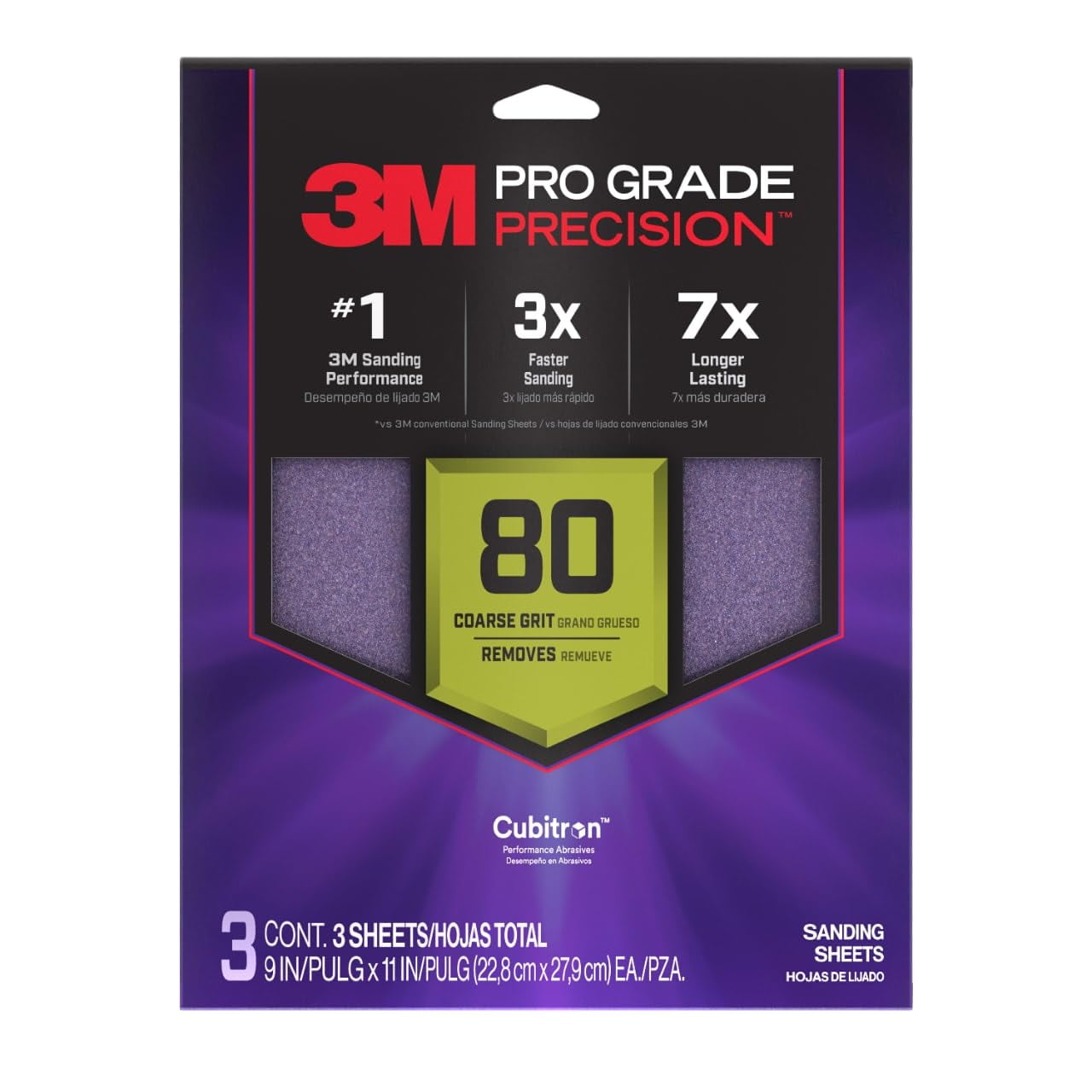 Lijas 3m Shr80-pgp-3t Grano 80, Gruesas, 23 X 28 Cm, Paquete De 3