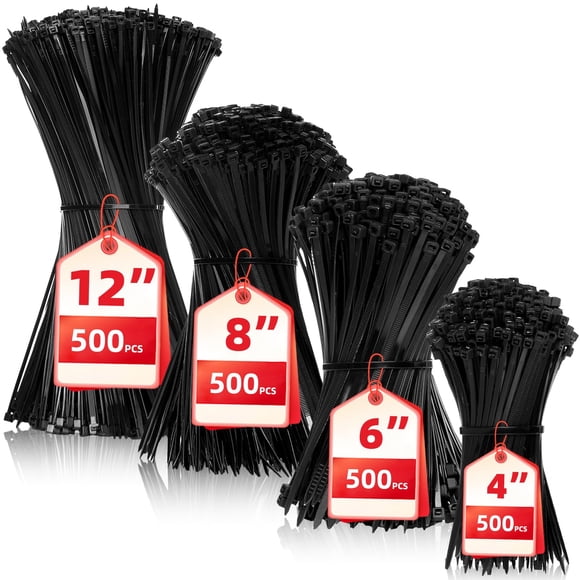 Bridas HAVE ME TD 2000 piezas Tamaños surtidos Nylon Negro