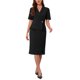 thumbnail image 2 of INSPIRE CHIC Vestido de Mujer con Falso Envoltorio, Cuello con Solapa, Manga Corta, Vestido Lápiz para Oficina, Talla L, Negro, 2 of 5