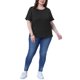thumbnail image 2 of Agnes Orinda Camisetas Texturizadas para Mujer de Talla Grande con Mangas Cortas Enrolladas Cuello Redondo Blusas Básicas Casuales 2X Negro, 2 of 6