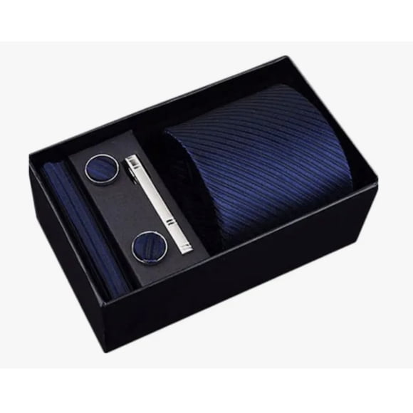 Set Corbata, Pañuelo Y Colleras Azul