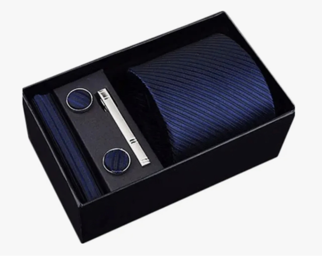 Riqui - Set Corbata, Pañuelo Y Colleras Azul