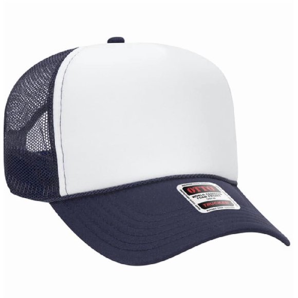Gorra Alldayshirts de 5 paneles con malla trasera, azul marino/blanca, talla única