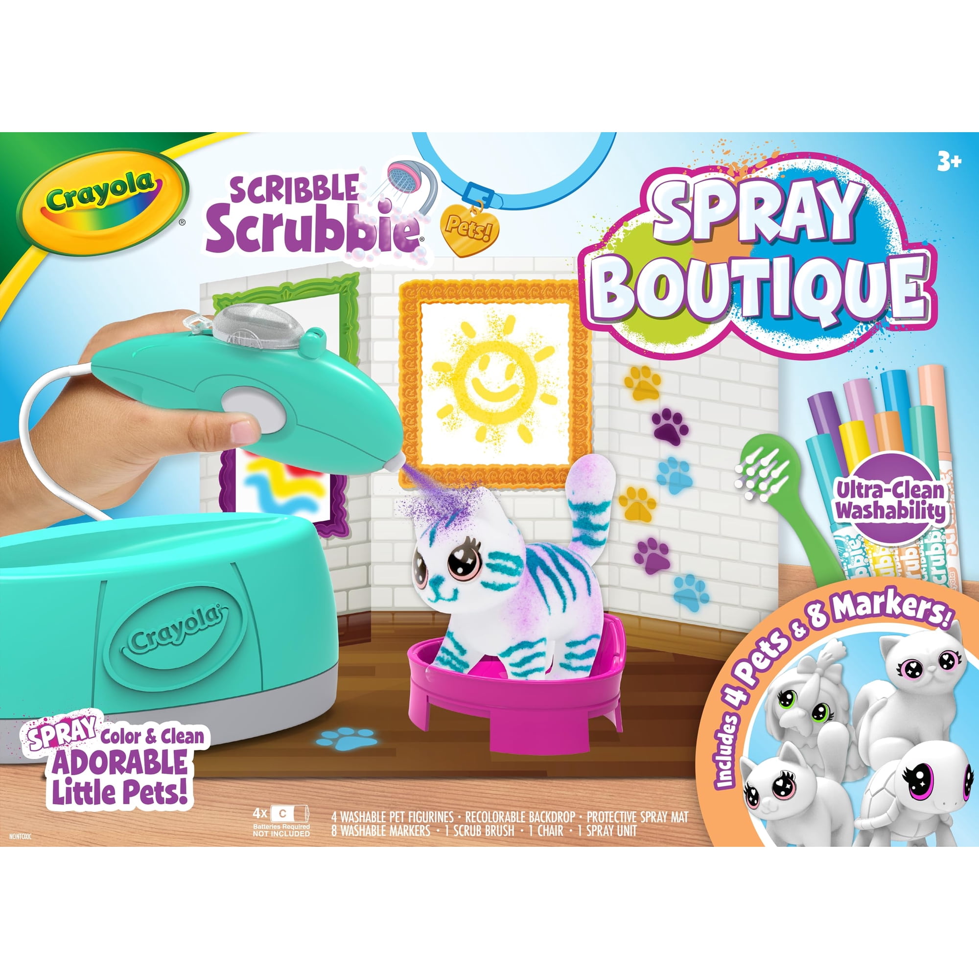 Set De Arte Con Aerógrafo Crayola Scribble Scrubbie Pets De 3 Años O Más