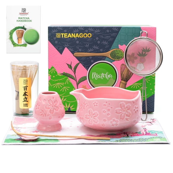 Juego de batidores para matcha Dishware TEANAGOO, cerámica, color rosa, 510 ml