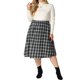thumbnail image 1 of Faldas a cuadros de línea A hasta la rodilla para mujer de talla grande de Agnes Orinda, talla 3X, color negro, 1 of 8