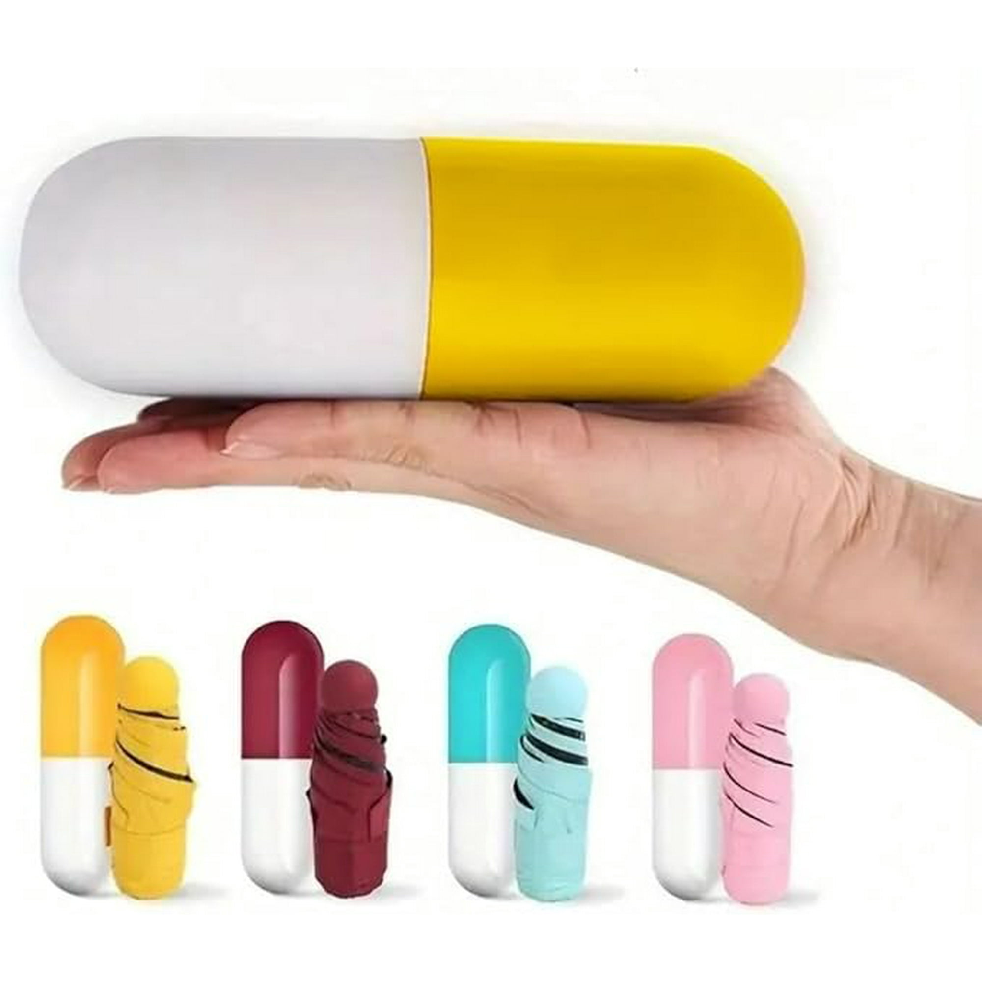 Veat00l - Paraguas De Bolsillo Plegable Y Compacto De Alta Calidad Con Funda De Cápsula, Llueva O Haga Sol, Resistente Al Viento, Al Sol Y A La Lluvia