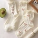 thumbnail image 5 of Calcetines de algodón con estampado floral vintage para mujer, bonitos calcetines de vestir elegantes coreanos kawaii para adolescentes, 5 of 7