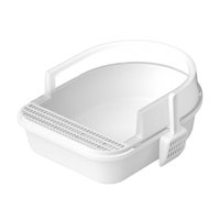 Magideal - Caja De Arena Para Gatos, Bandeja De Arena De Viaje Para Inodoro De Gato Desmontable Con Lados Altos Semicerrados Para Gatitos Y Gatos Mayores , Blanco, L