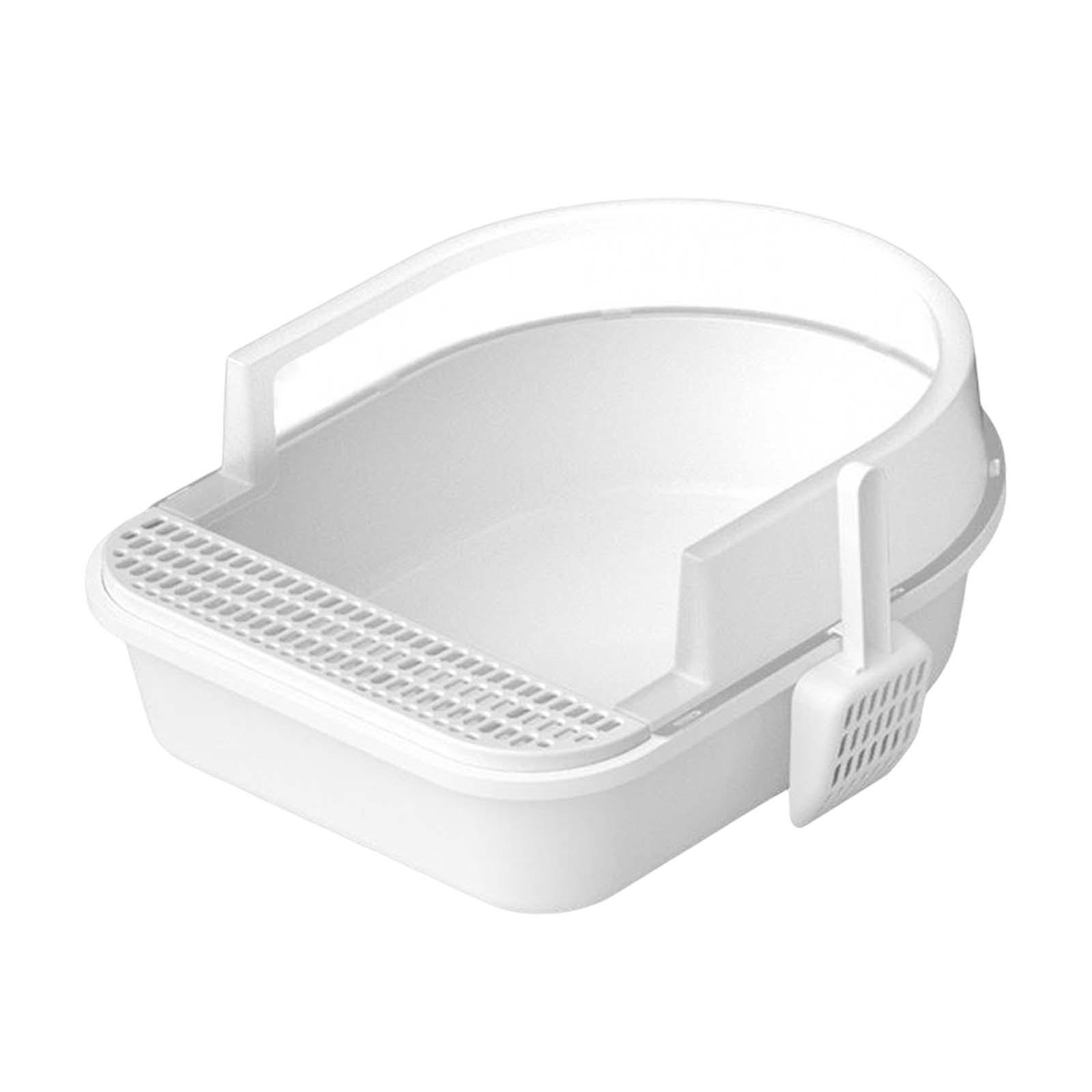 Magideal - Caja De Arena Para Gatos, Bandeja De Arena De Viaje Para Inodoro De Gato Desmontable Con Lados Altos Semicerrados Para Gatitos Y Gatos Mayores , Blanco, L