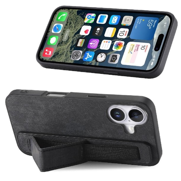 Funda Protectora con Correa para iPhone 16 Plus Resistente a Golpes Negro
