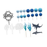 Magideal - 22 Piezas De Decoraciones Para Tartas De Cumpleaños, Adornos De Tiburón Para Tartas, Adornos De Regalo, Estatuas De Delfines Diy, Para Aniversarios Y
