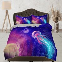 Milsleep - Galaxy Medusas Ropa De Cama Colorida Funda Nórdica, El Océano Rubor Ropa De Cama De Animales Marinos