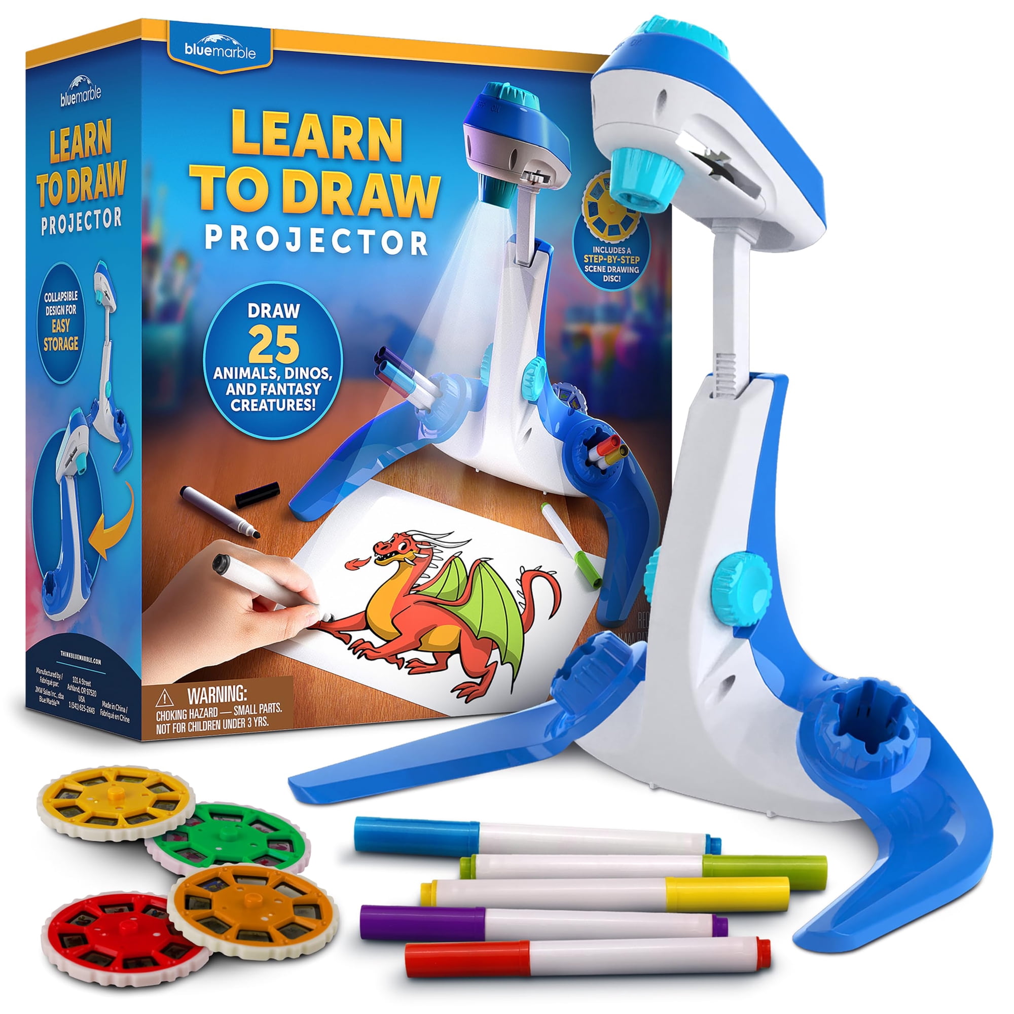 Proyector De Imágenes Para Niños Blue Marble Aprende A Dibujar Con Rotuladores