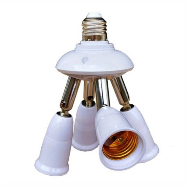 1pc 4 In 1 E27/E26 Light Socket Splitter Adapter, Standard LED Bulbs Converter, Medium Socket 4 Way With 360 Degrees Adjustable 180 Degree Bending