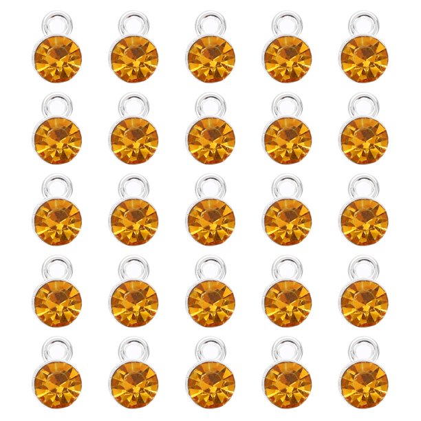 Uxcell 50Pcs Encanto de Piedra de Nacimiento Cuentas de Piedra de Nacimiento Colgantes de Cristal para Pulsera para Hacer Joyas Dorado