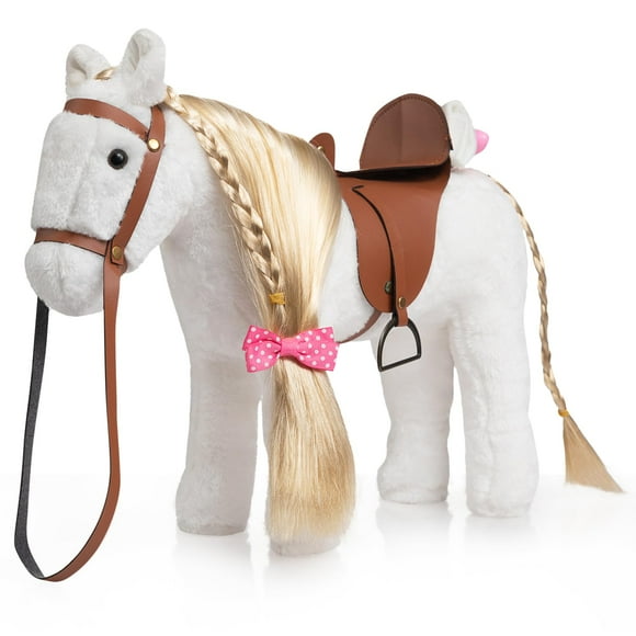 Peluche HollyHome Pretty con forma de caballo de peluche, 28 cm, blanco