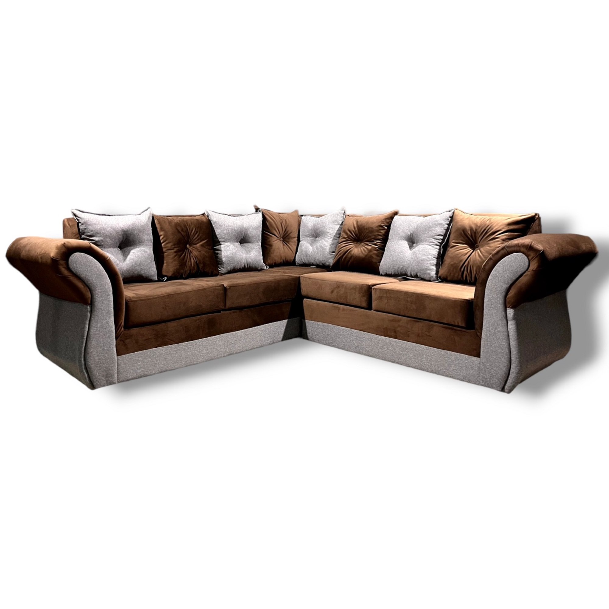 Muebles Duna - Seccional 5 Cuerpos Marsella Lino/felpa Café Gris