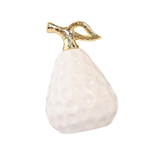 Magideal - Estatua De Pera, Figura De Cerámica, Escultura De Fruta, Adorno De Mesa, Material Cerámico Único, Adecuado Para Decoración Del Hogar, Oficina, Dormito Blanco