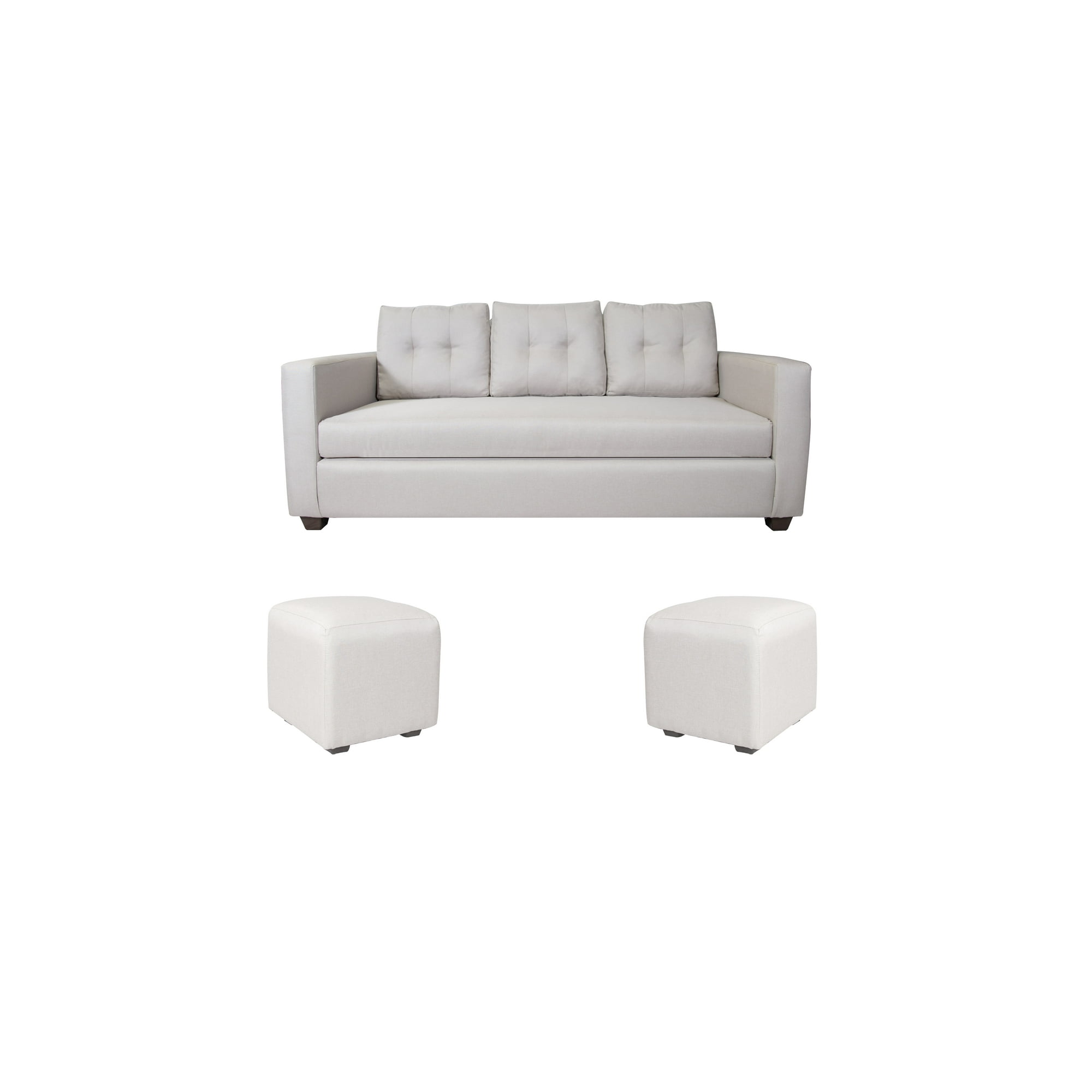 Muebles Zenith - Sofa 2 Pouf Polaris Tela Beige