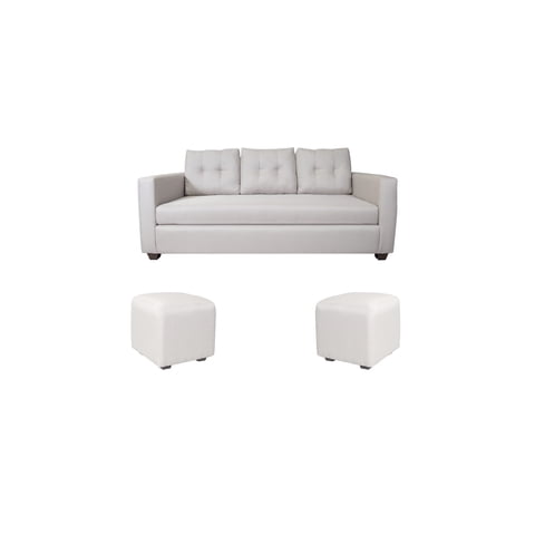 Muebles Zenith - Sofa 2 Pouf Polaris Tela Beige