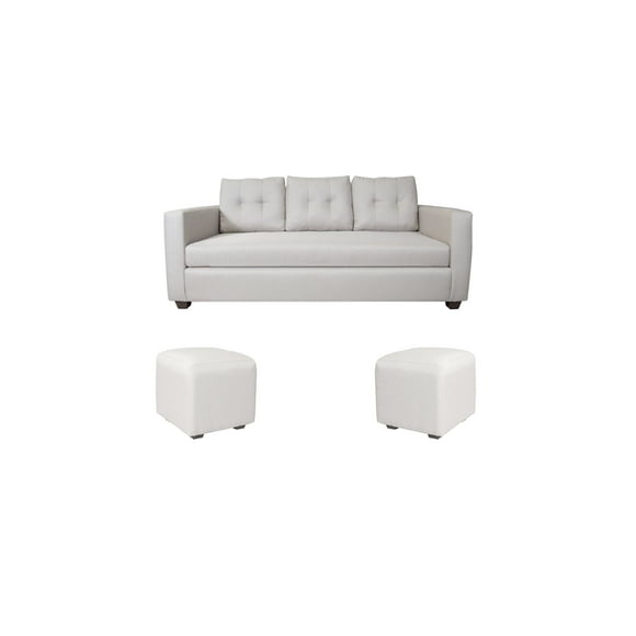 Sofa 2 Pouf Polaris Tela Beige