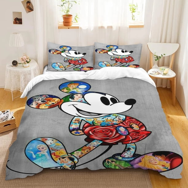 Mickey Duvet Cover Bedding Set Soft 100% Polyester Bedding Set Cartoon Animation 3D Printing Kids Gift Bedroom Decoration Bed Sheets