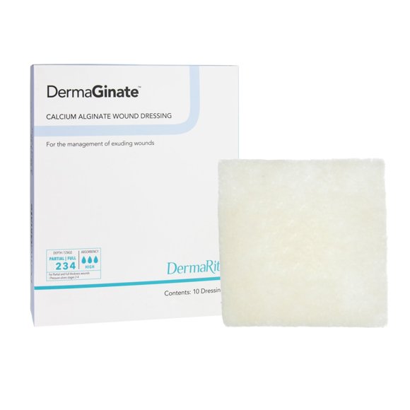 Apósito para heridas DermaRite Dermaginate, 5 x 5 cm, estéril, 10 unidades