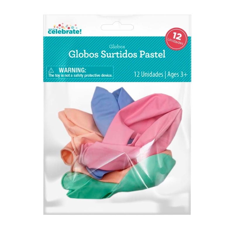 Set 12 Globos Pastel Surtidos Way to celebrate