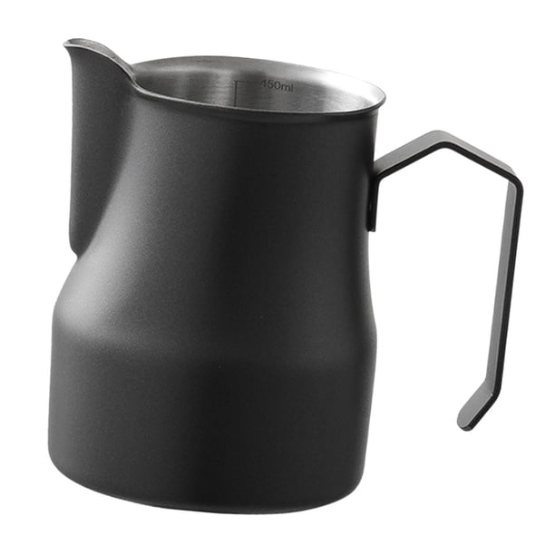 Jarra para espumar leche, acero inoxidable con báscula Jarra para espumar leche Piezas de la máquina de espresso Jarra para vaporizar espresso para , 500ml Negro