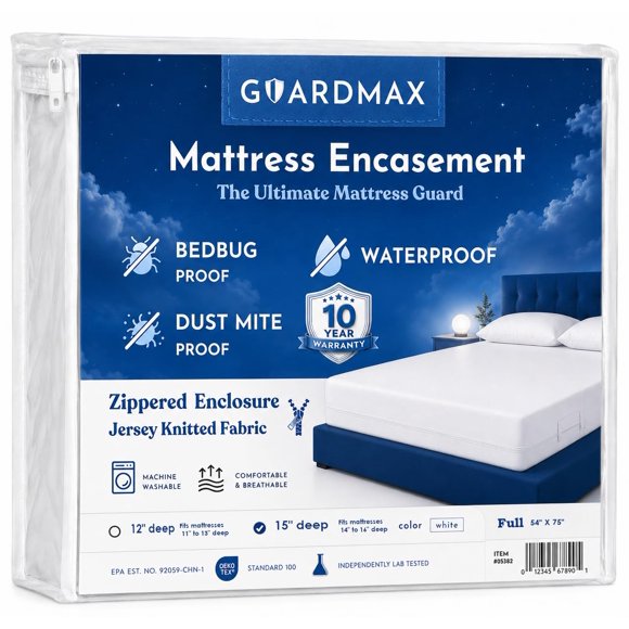 Protector de colchón completo Guardmax impermeable con cremallera