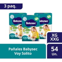 3 Paquetes Pañales Babysec Voy Solito 54 Un Talla Xg/Xxg