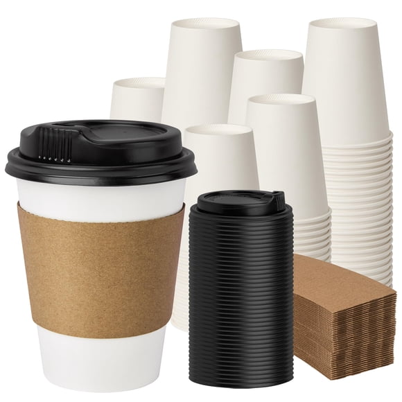 Vasos desechables para café PACKINNO de 12 oz con tapas y fundas