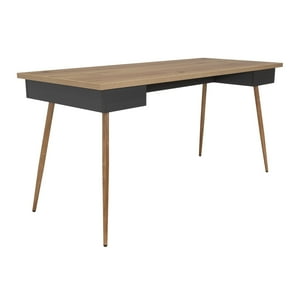 Fmfurniture - Escritorio 150X73,5X63 Cm Fm-044C Café Claro Y Plomo