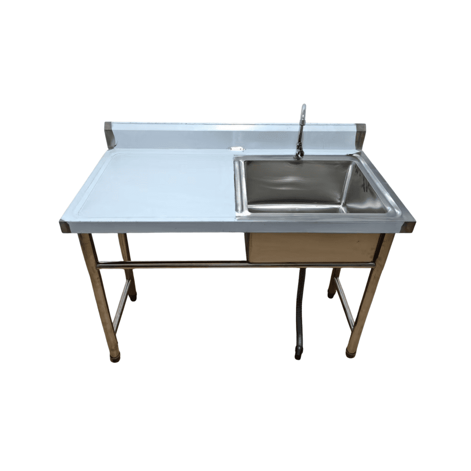 Genérico - Lavafondo Acero Inoxidable 120x60 Cm Con Secador Izquierdo Y Grifería