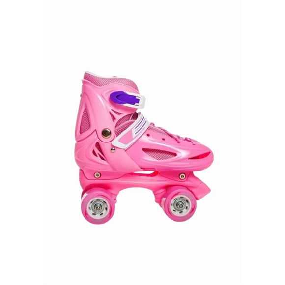 Patines rollers niña más protectores y casco talla M 33-36, rosado