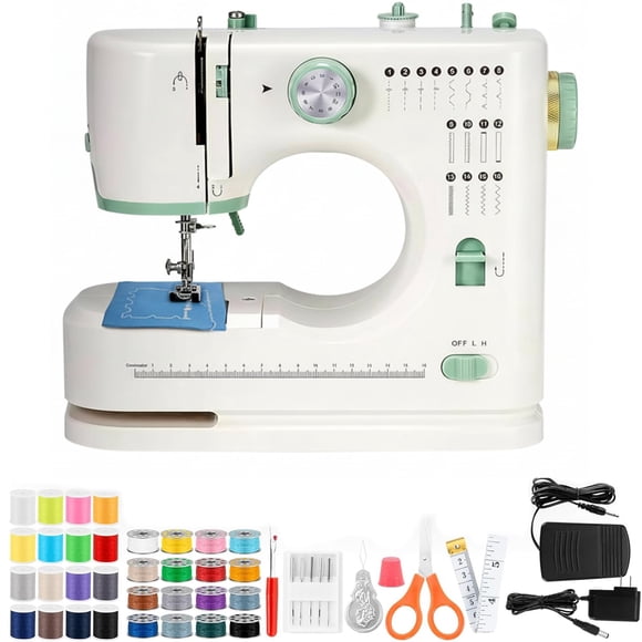 Máquina de coser sangzm de 16 puntadas con kit de agujas dobles